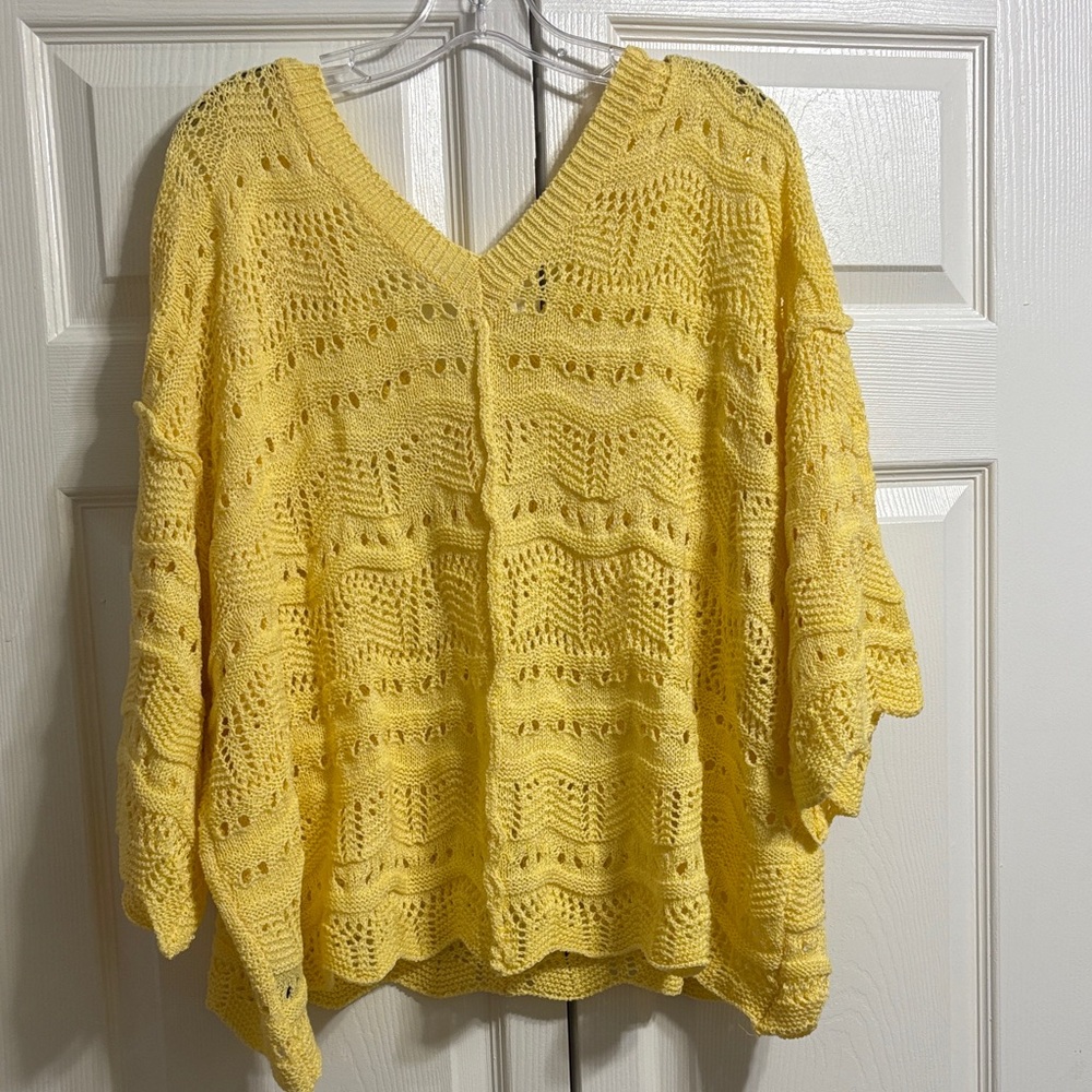 POL Yellow Open-Weave V-Neck Sweater BRAND NEW - Picture 11 of 15